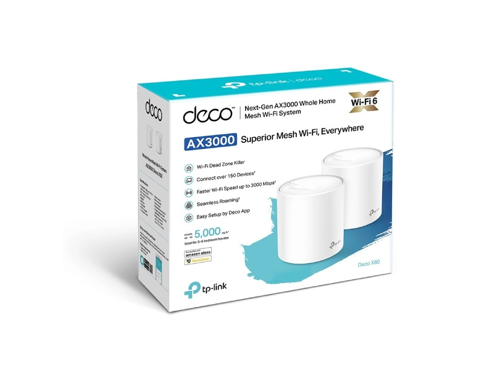 TP-LINK DECO X60(2-PACK) AX3000 Whole Home Mesh Wi-Fi 6 System up to 460 m2